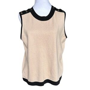 Karl Lagerfeld Cream and Tan Relaxed Sleeveless Tank